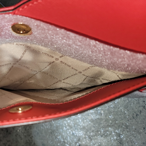 NWT Michael Kors Authentic Jet Set Large X Chain Flame Red Shoulder Tote - Picture 14 of 15